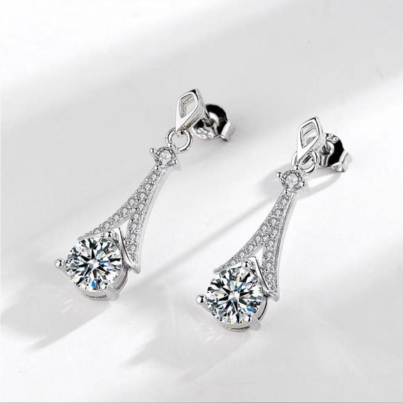 Moissanite 925 sterling Silver Drop Earrings